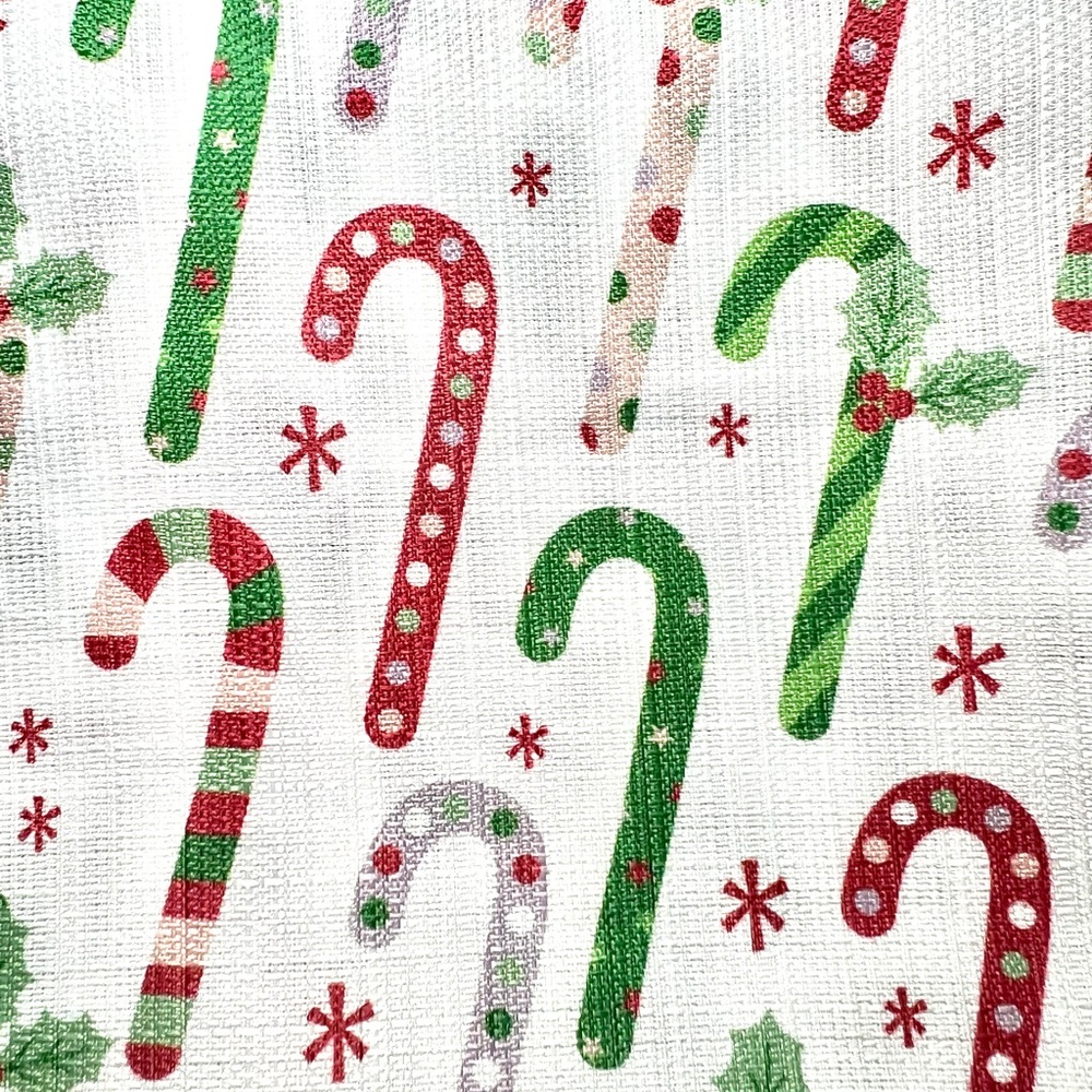 Christmas Fabric Candy Cane Shower Curtain Textured Polka Dots & Stripes - Picture 6 of 8